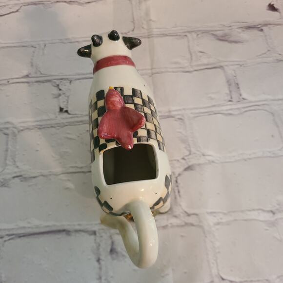 Debbie Mumm Sakura Creamer Checkered Cow Red Bird Sunflower Farmhouse Decor - Picture 6 of 7
